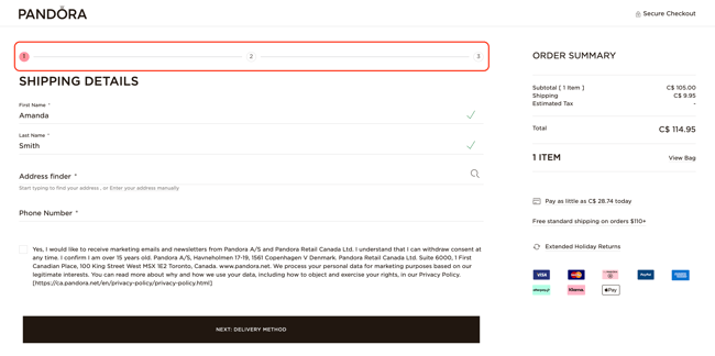 Checkout progress bar