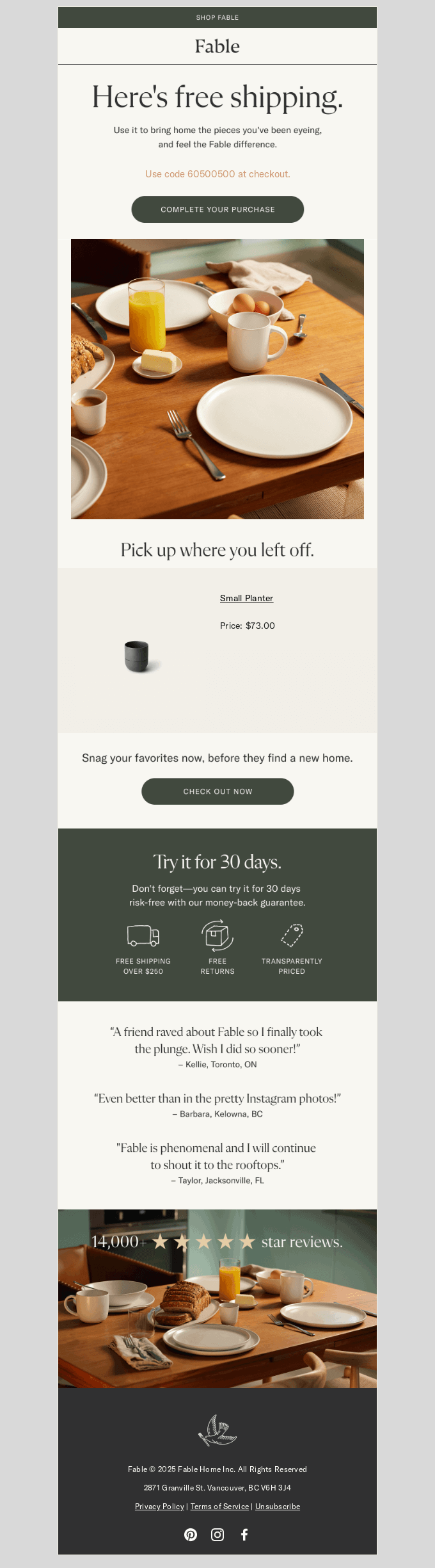 Fable cart recovery email
