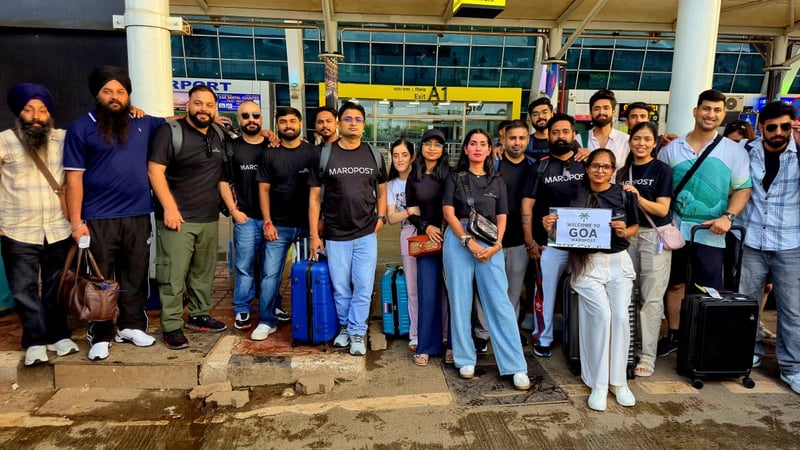 Team in Maropost T-shirts arriving at Goa airport