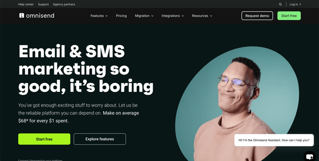 Omnisend homepage screenshot