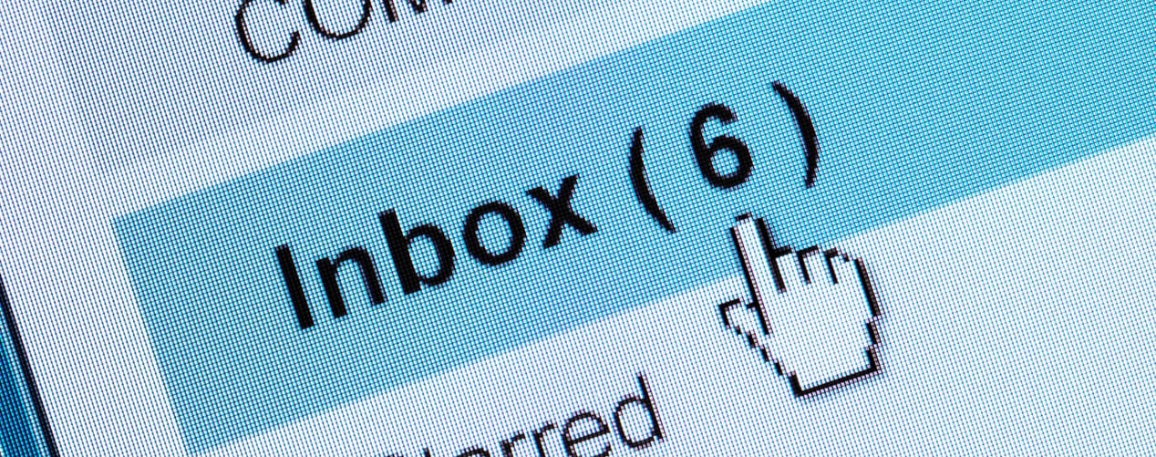 Cursor clicking an email inbox on a screen
