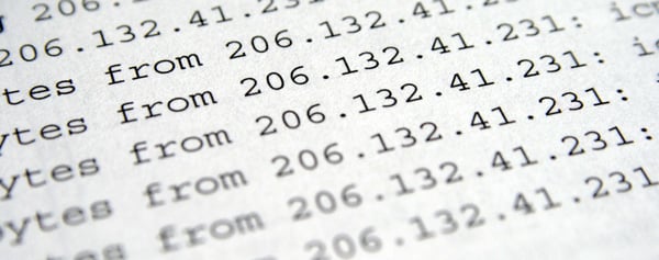 Printed network output repeating the same IP address, line after line