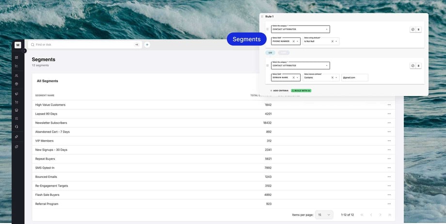 Maropost Marketing Cloud segments and segment rule builder