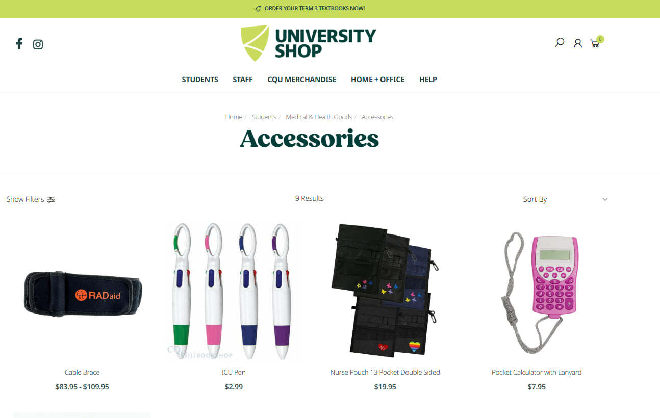 CQUniversity University Shop online store running on Neto by Maropost
