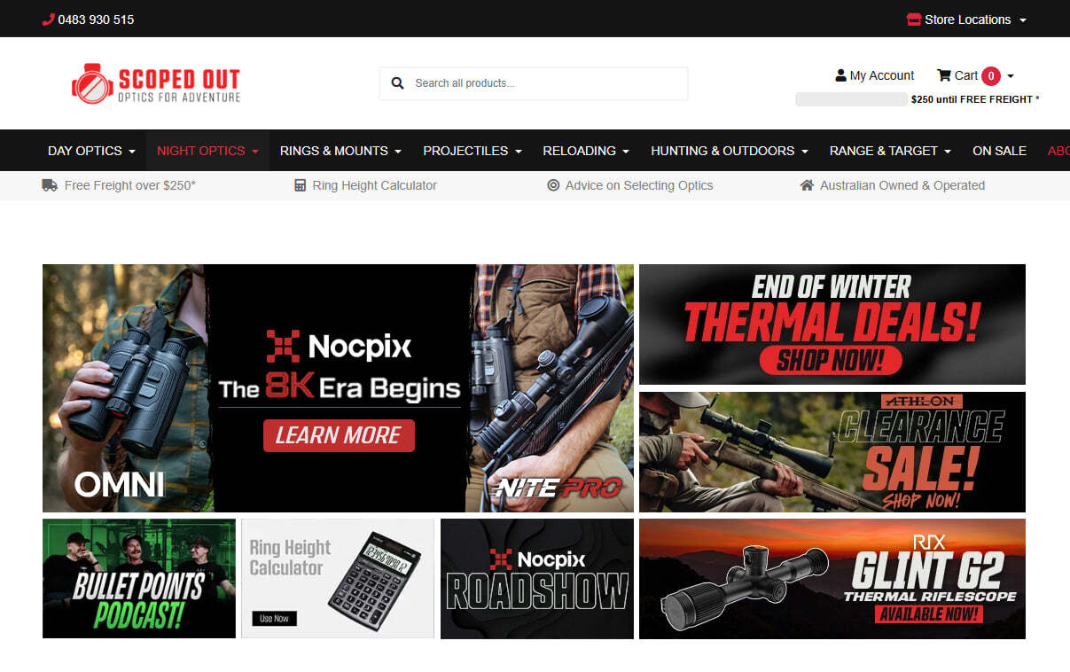 Scoped Out online store homepage, built on Neto by Maropost