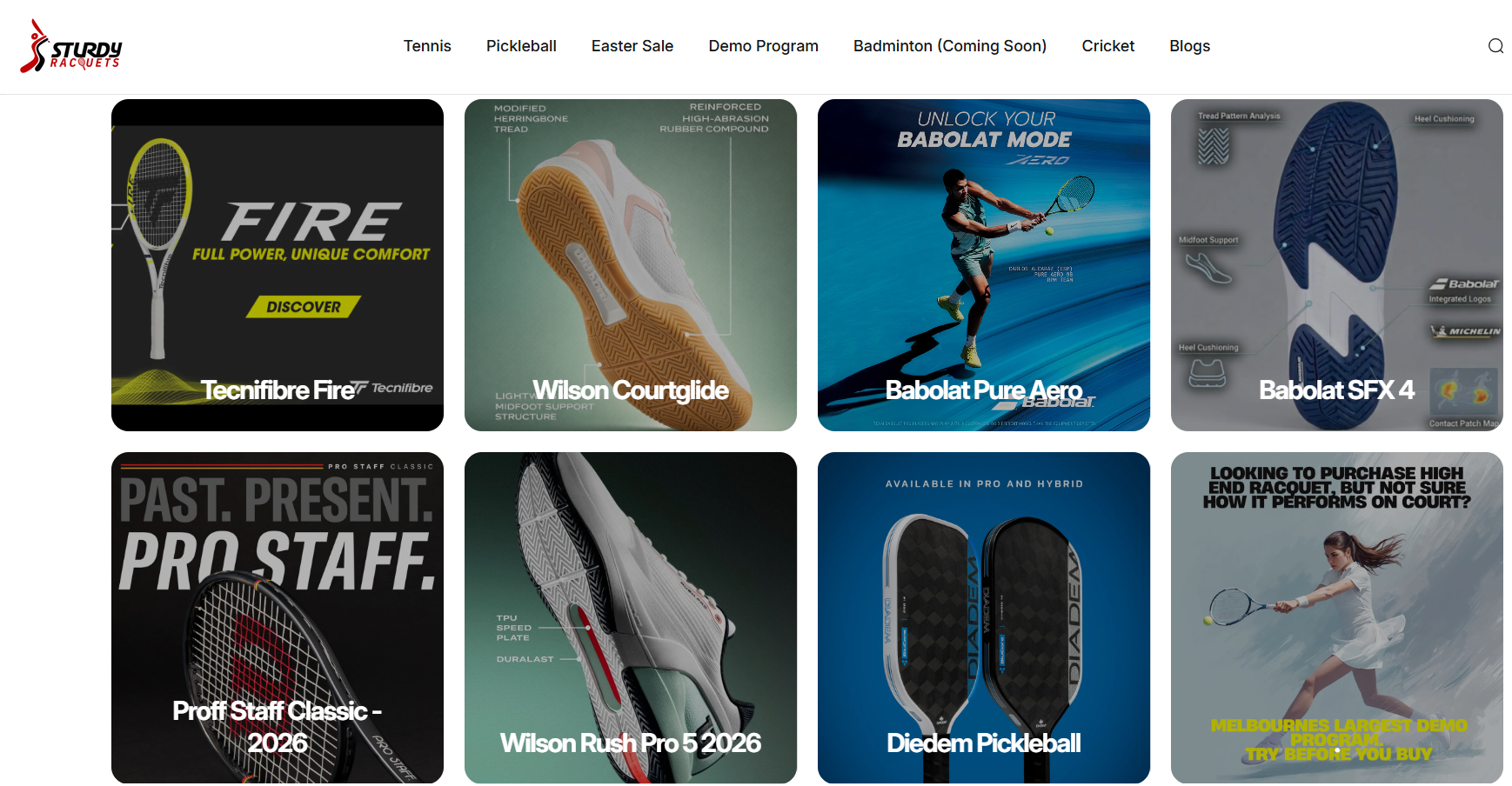 Sturdy Racquets homepage