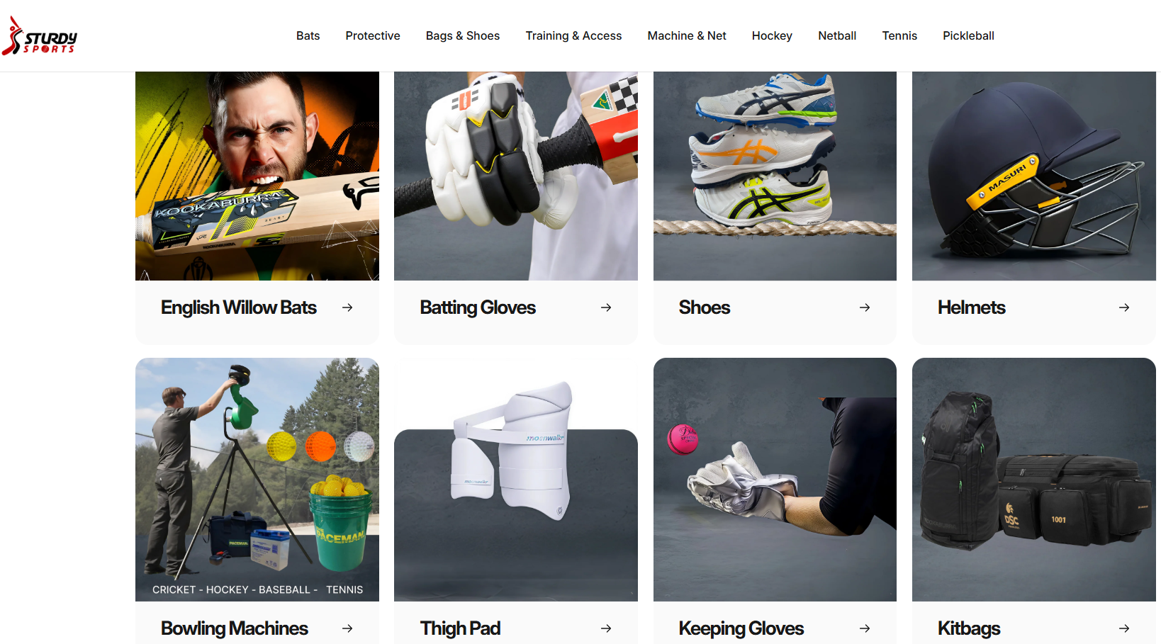 Sturdy Sports homepage