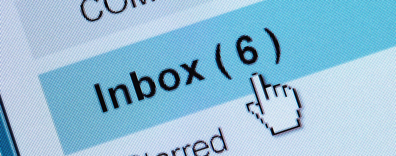 Cursor clicking an email inbox on a screen